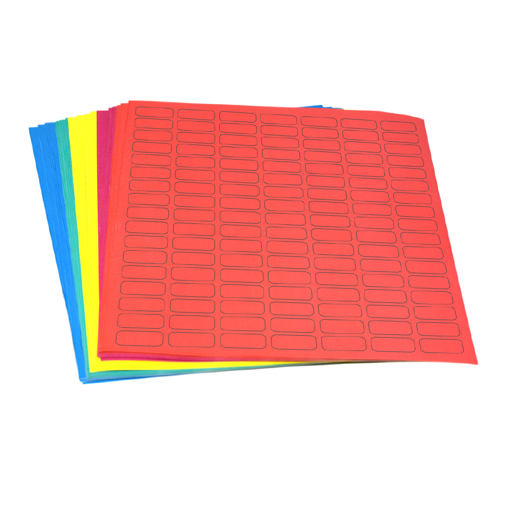 Globe Scientific Label Sheets, Cryo, 24x13mm, for 0.5mL Tubes, Assorted Colors (595 labels in blue, green, violet, red and yellow) Image